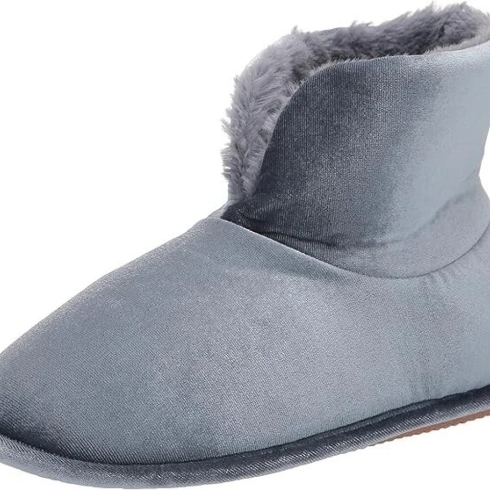 Dearfoams Sara Velour Women's Slipper Bootie Shiny Flintstone Size Small 5/6